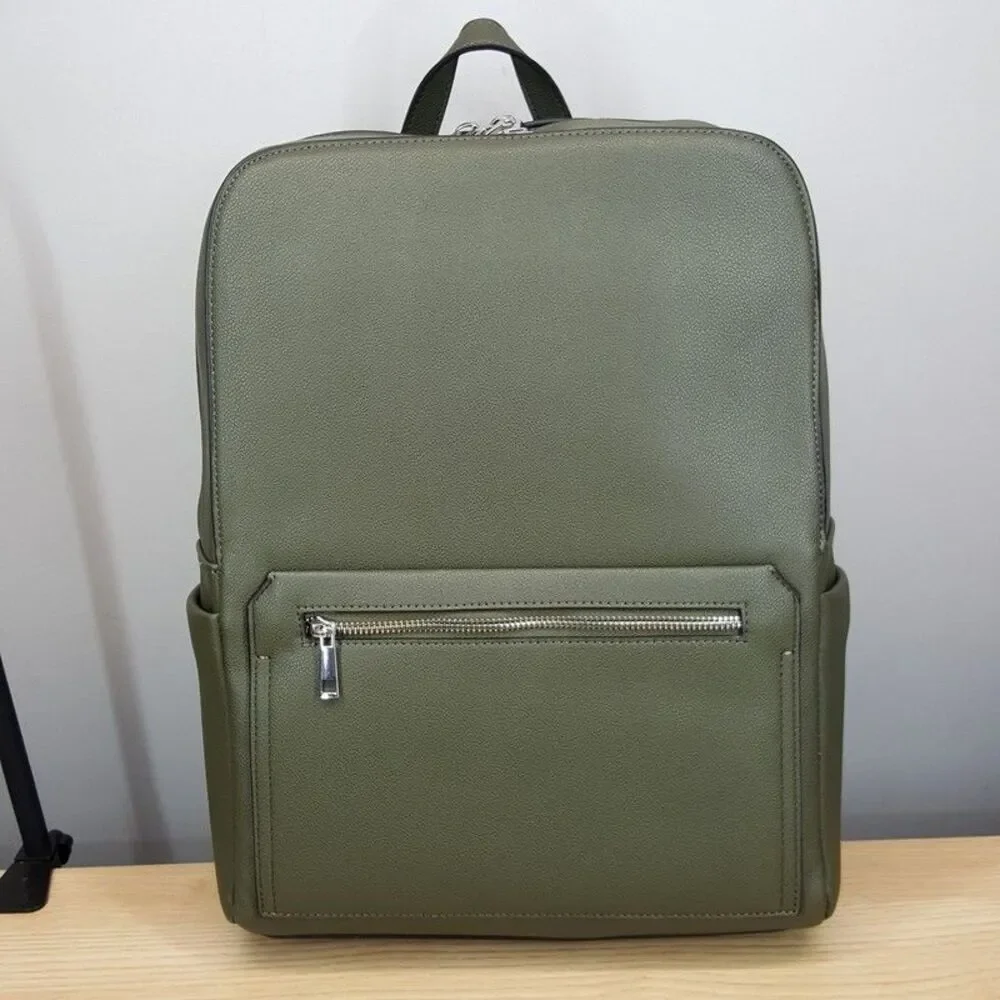 ALFANI Backpack Olive Green Faux Leather Workwear Travel Business School $99